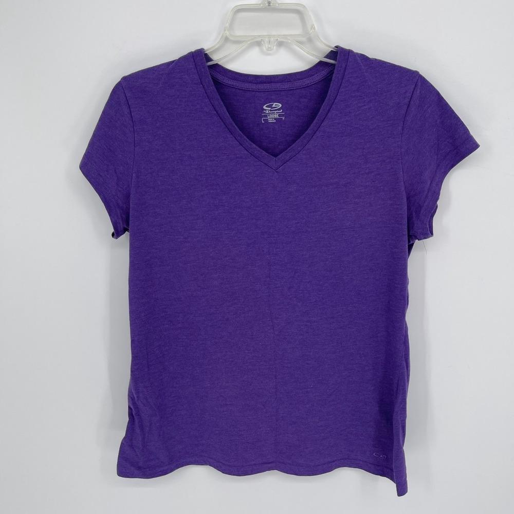 C9 by Champion Women's Purple Loose Fit V-Neck Short Sleeve T-Shirt Size L
